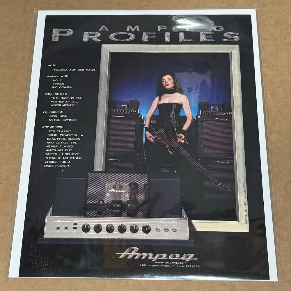 AMPEG AMPS - Melissa Auf Der Maur of Hole Tinker Ocasek - 1999 Print Ad